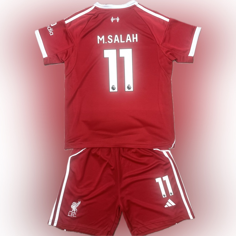 YOUTH Mohamed Salah Adidas Soccer Jersey Kids Jersey + Shorts Kit (SMALL) (24)